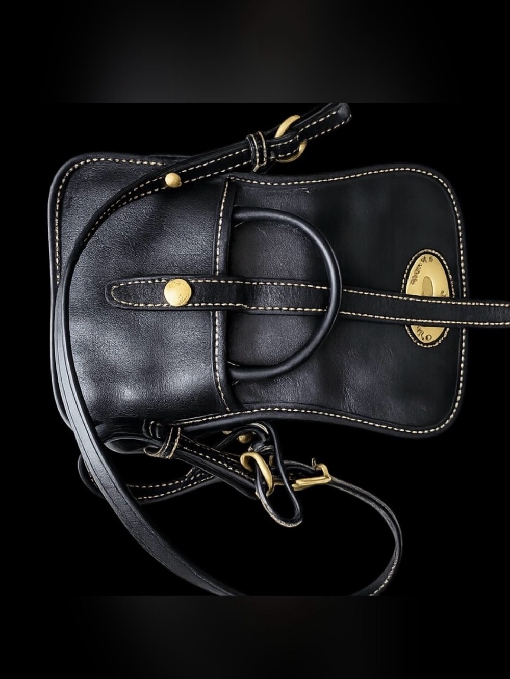 Dooney & Bourke 1975 Vintage Leather Crossbody Saddlebag Black - Picture 4 of 7